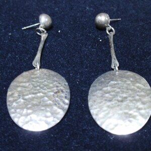 Raful Cano Hammered Sterling Silver Designer Drop Earrings